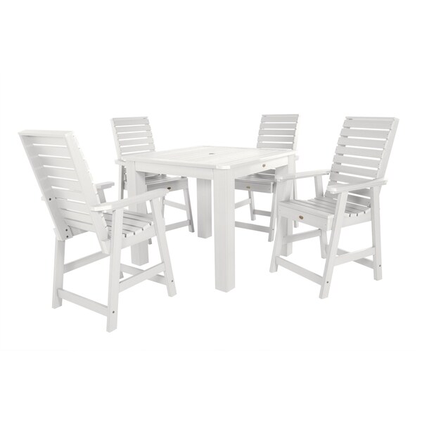 Highwood Usa Weatherly 5pc Square Counter Height Outdoor Furniture Dining Set AD-CNW44-WHE - main